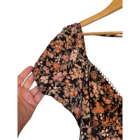 Lulus Women's Meadow Muse Floral Tie-Back Puff Sleeve Midi Dress Size XXL Multi - Picture 7 of 11